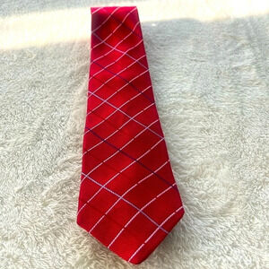 Haspel Fresh Tailored 100% Silk July 4th Tie Red White and Blue Diagonal Pattern